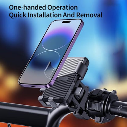 Bike Phone Holder, Motorcycle Handlebar Cell Phone Clamp, Scooter Phone Clip for iPhone 16 15 Pro Max/Plus, 14 Pro Max, S9, S10 and More 4.7" to 7.2" Smartphones,360° Rotatable Handlebar Phone Mount - color: Pink