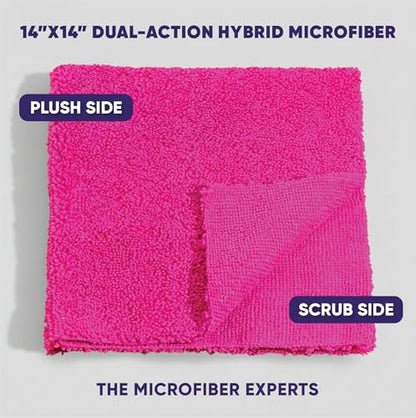 Microfiber Wholesale Pronto Cloths, Dual-Sided Microfiber Cleaning Towels, Soft Plush & Scrub Cloths for Dusting, Scrubbing, Kitchen, Windows & Car Detailing, Absorbent Bulk 25-Pack Multicolor - color: Blue, Green, Pink, Yellow
