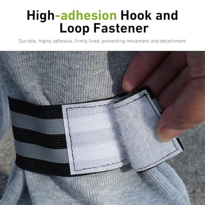 4 PCS High Visibility Reflective Bands, Reflective Running Gear for Wrist, Arm, Ankle, Leg, High Elastic Stretch Reflective Strap, Universal for Night Running, Cycling, Walking - color: Black