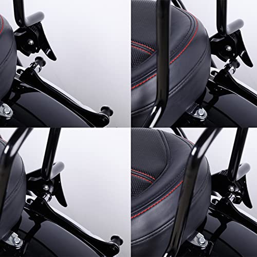 TCT-MOTORPARTS Sissy Bar Upright Passenger Backrest Pad Fits for Harley Touring Street Road Glide 2009-2025 - color: Black