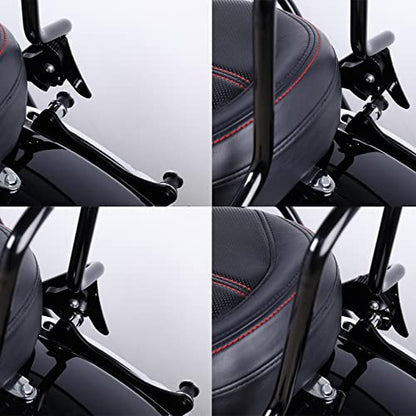 TCT-MOTORPARTS Sissy Bar Upright Passenger Backrest Pad Fits for Harley Touring Street Road Glide 2009-2025 - color: Black