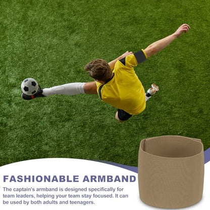Soccer Captain Armband Elastic Wrist Arm Bands Adjustable Player Team Leader Anti-Slip Badge Sports Accessories - color: Light Brown