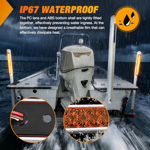 Nilight LED Tail Light 2PCS 17 Inch 40LED Amber Running Tail Turn Signals Lights w/Chrome Bezel Waterproof Surface Mount for 12V Towing Trailer Truck RV Camper Boat - color: 2Pcs 17" Amber 40LED w/chrome bezel