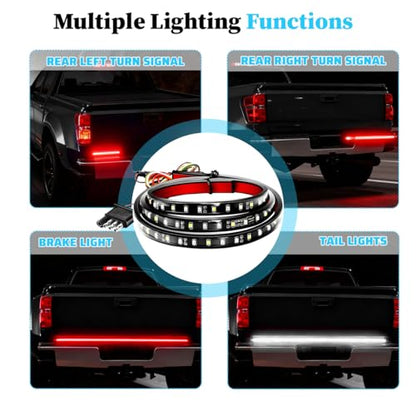 59" Truck Tailgate Light Strip, 108 LED 4 Function Vihicle Single Row Brake Running Turn Signal Light Rear Lighting Bar, Pickup Tail Strip Reverse Lamp, Universal for Trailer Truck Pickup - size: Single 1.5M