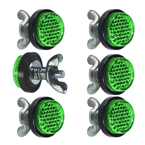 Green Reflectors Motorcycle License Plate Bolts and Nuts Mini Decorative M5 Screw Tag Bolt Round Reflective for Bike(6 Pieces) (Green) - color: Green