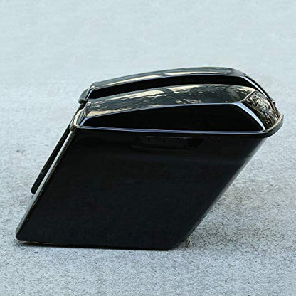 5 Inch Vivid Black Extended Stretched Saddlebags Fit for Touring Models FLT FLHT FLHTCU FLHRC Road King Road Glide Street Glide Electra Glide Ultra-Classic 2014-later