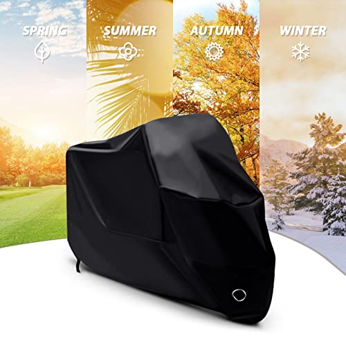 LIHAO Waterproof Motorcycle Cover Shelter Rain UV All Weather Protection 190T - size: 190T