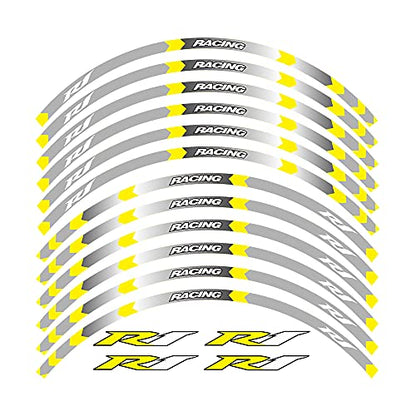 Motorcycle Rim Stripes Decals Wheel Sticker Reflective Tape for YAMAHA YZF R1 1998-2022/R1M 2015-2022/R1S 2001 2016-2018 - color: B Yellow 16pcs
