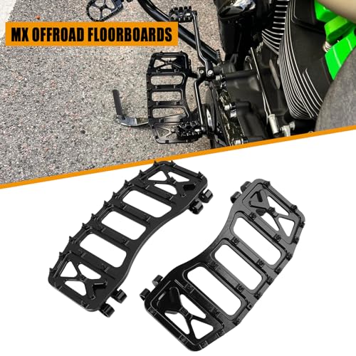 MX Wide Floorboards Foot Pegs Brake Pedal Cover Shifter Peg Kit for Harley Touring 1986-2023 Road Glide Street Glide 86-2017 Softail Fat Boy FL 2012-2016 Dyna FLD (Black) - color: Black