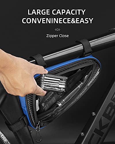 ROCKBROS Bike Frame Bag Triangle Storage Bag Bike Accessories Pouch Cycling Pack for MTB Road Bicycle - color: Bule Black