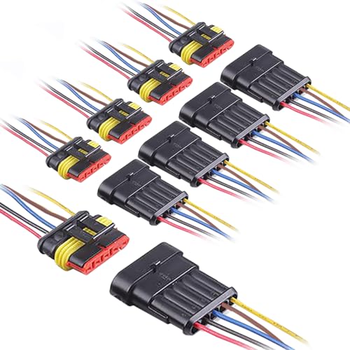 5 Pin Connector Waterproof,5Pin Way Car Electrical Connector,with Wire 16 AWG Marine for Car,Truck,Boat,Motorcycle and Other Wire Connections. (5pairs) - size: 5-way