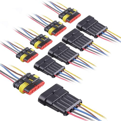 5 Pin Connector Waterproof,5Pin Way Car Electrical Connector,with Wire 16 AWG Marine for Car,Truck,Boat,Motorcycle and Other Wire Connections. (5pairs) - size: 5-way