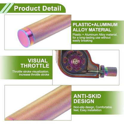 22mm Throttle Grip with 120Cm Purple Throttle Cable 1 Pair Checkered Purple Handle Sleeves Screw Accessories Plastic Aluminum Alloy Gradient Purple - color: Gradient Purple