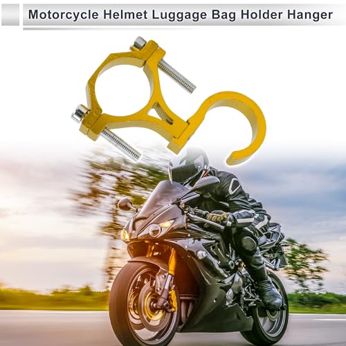 Motoforti Universal Motorcycle Hanging Hook Arc Motorcycle Helmet Luggage Bag Holder Hanger for Scooters Bicycles Aluminum Alloy Golden Yellow 1 Set
