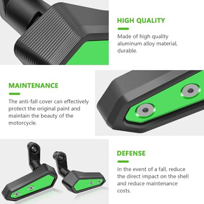 for NINJA500 Z500 SE Ninja 500 z500 se 2024 2025 2026 Accessories Engine Anti-Fall Protection Cover Motorcycle Body Anti-Fall Block Side Cover Protection Frame Slider Impact Engine Drop pad (Green) - color: Green