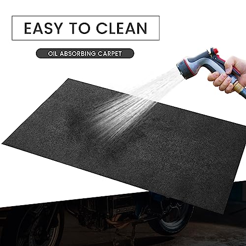 Tinideya 2 Pcs 32 x 60 Inch 3mm Thick Oil Spill Mat for Motorcycle Small Car Golf Cart, Reusable Garage Floor Mat Under Car, Rubber Backing Protect Floor from Oil Drips, Spills, Splashes and Stains