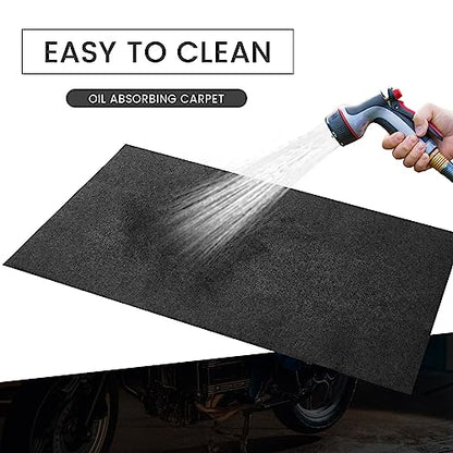 Tinideya 2 Pcs 32 x 60 Inch 3mm Thick Oil Spill Mat for Motorcycle Small Car Golf Cart, Reusable Garage Floor Mat Under Car, Rubber Backing Protect Floor from Oil Drips, Spills, Splashes and Stains