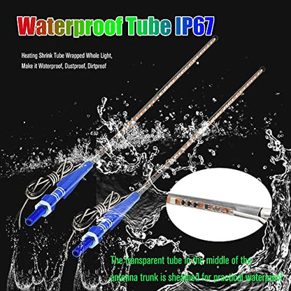 2Pcs 3FT RGB LED Whip Lights 270° Auto Strobe LED Antenna Light Waterproof for Off-Road ATV UTV RZR Truck Boat Can-am.DC12V.(90cm)