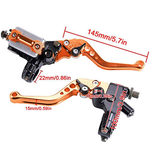Universal Motorcycle 7/8" 22mm Handlebar Brake Master Cylinder Clutch Lever CNC Left & Right Set - color: Orange
