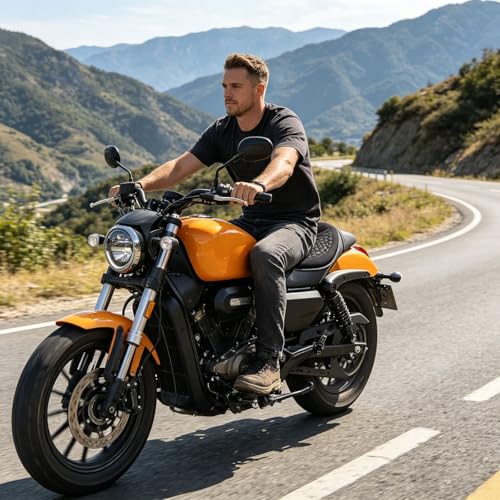 Foldable Gel Seat Cushion for Motorcycle, Universal Non-Slip Grip Ergonomic Motorcycle Seat Pad, Comfort & Butt Protection for Long Rides, Stay Cool & Comfortable (Black)