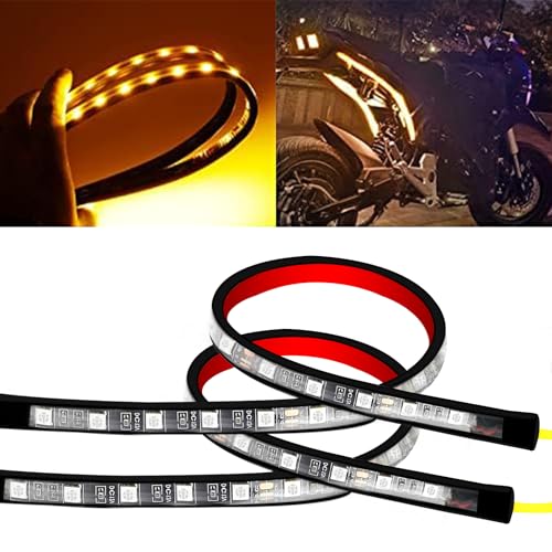 YONGMING led Strip Lights White Flexible Motorcycle Tail Trailer Brake Stop Turn Signal Universial Fit for Motorcycle,SUV,Car,RV,ATV,Bike,Scooters,2Packs (Yellow) - color: Exterior LED Strip Light Yellow