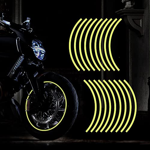 TOMALL 18pcs Lengthen 16"-19" Reflective Wheel Rim Stripe Decal for Motorcycle Wheels Car Cycling Bike Bicycle Night Safety Decoration Stripe Universal Reflective Sticker for Car (Yellow) - color: Yellow