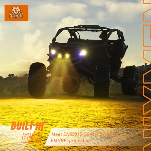 Nilight Amber LED Light Pods 2 PCS 3" Flood Round Offroad Driving Auxiliary Fog Lights Built-in EMC w/18AWG DT Wiring Harness Kit for Motorcycle SUV ATV Truck Boat - color: Amber Led Pods 2Pcs +Wiring Harness