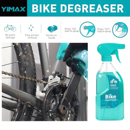 Bike Chain Cleaner Set, Bicycle Cleaning Kit Chain Lube and 500ml Cleaning Spray Biodegradable Bike Chain Lubricant with Brushes Cycling Maintenance (Cleaner-410ML)