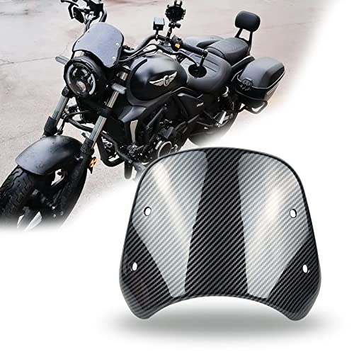 Universal Motorcycle Windshield Carbon Wind Deflector Windscreen Front Flyscreen with Mount for Motorbike 5"-7" LED Headlight - color: Carbon
