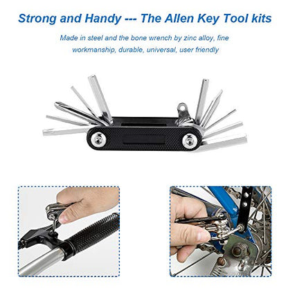 WOTOW Bike Tire Repair Tool Kit, Waterproof Frame Storage Bag & Mini Bike Pump & 16 in 1 Multitool & Bicycle Tyre Lever Patch Portable Repair Tool Accessories Set for Road Mountain BMX Cycling - style: 11 in 1 Multitool