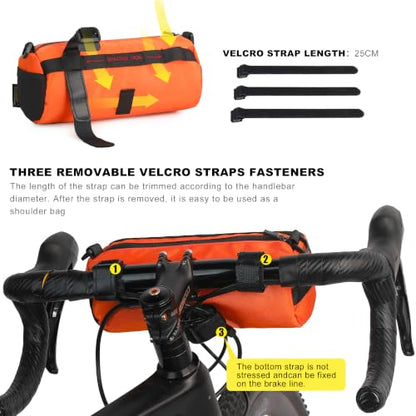Rhinowalk Bike Handlebar Bag, Bicycle Front Bag Shoulder Bag Storage Bag with Shoulder Strap for Road Mountain Bike Cycling Travel - color: Orange