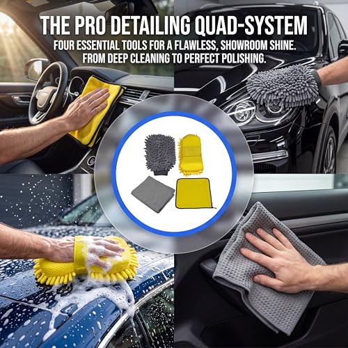 Complete Car Detailing Kit 15 Pieces, Includes Wash Mitt, Microfiber Towels, Wheel Brush, Detail Brushes & Portable Carry Bag