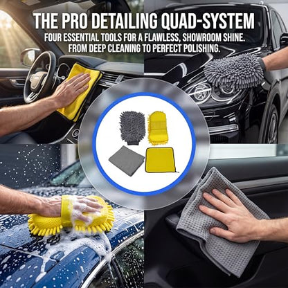 Complete Car Detailing Kit 15 Pieces, Includes Wash Mitt, Microfiber Towels, Wheel Brush, Detail Brushes & Portable Carry Bag