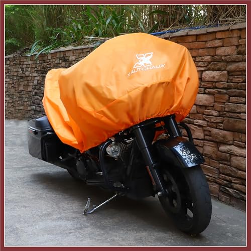 Motorcycle Cover Lightweight Half Cover Outdoor Waterproof Rain Dust Protector Orange XL Size for Most Full Dress Touring Cruiser Replace Parts