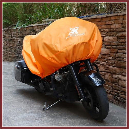 Motorcycle Cover Lightweight Half Cover Outdoor Waterproof Rain Dust Protector Orange XL Size for Most Full Dress Touring Cruiser Replace Parts