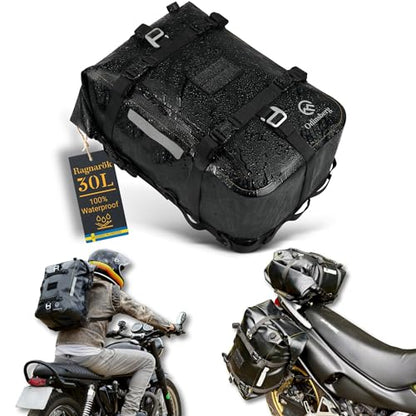 Odinsberg 30L 100% Waterproof Motorcycle Tail Bag Motorcycle Saddlebags Backpack Multifunctional Dry Bag Soft Luggage For Motorbike Saddle Back Seat Rear Rack Sissy Bar Side Panniers Dual Sport Bike - size: 30L