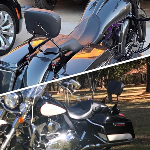 AUFER Detachable Upright Passenger Backrest Sissy Bar With Back Rest Pad Compatible With For Touring Road King Street Glide Electra Glide Road Glide FLHR FLHX FLHT FLTR 1997-2008（Black）