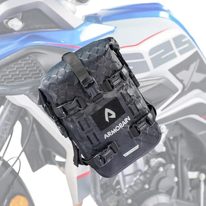 Motorcycle Crash Bar Bag Waterproof Storage Capacity 6L/8L Bumper pack Fender pouch Universal motor kit bags (6L Black Imitation Carbon Fiber) - color: 6L Black Imitation Carbon Fiber