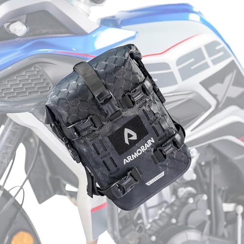Motorcycle Crash Bar Bag Waterproof Storage Capacity 6L/8L Bumper pack Fender pouch Universal motor kit bags (6L Black Imitation Carbon Fiber) - color: 6L Black Imitation Carbon Fiber