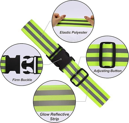 Little World Reflective Belt, Reflective Running Gear Elastic Reflective Sash - color: Green, Orange