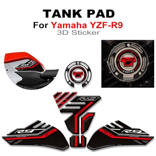 Motorcycle Tank Pad Compatible with Yamaha YZF R9 YZFR9 2025 2026 Motorcycle Fuel Tank Protector Gas Tank Decals YZF R9 Tank Pad Fuel Tank Kit Knee Stickers Decals Protection (A-10) - color: A-10