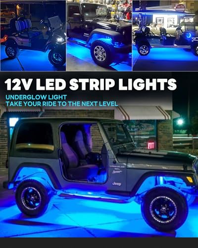 12V Led Light Strip Connectable 24Inch Blue Led Strip Lights for Car Golf Cart Motorcycle Boat Truck Cabinet Waterproof Led Light Strip,4Pack - color: Blue Led Strip
