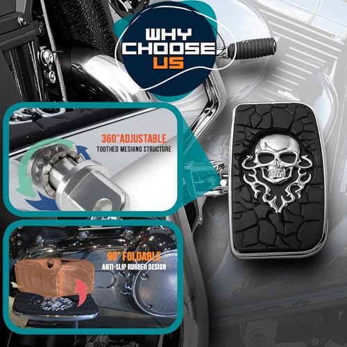 Rear Passenger Footpeg Passenger Peg Floorboard Footboard for Harley (18-later Softail, MetalSkull-Chrome) - size: MetalSkull-Chrome