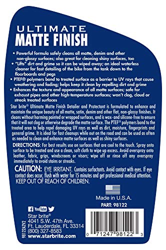 STAR BRITE Ultimate Matte Finish Speed Detailer & UV Protectant - Matte Finish Protectant for Wraps, Motorcycles, Cars, & Trucks - 22 OZ (098122)