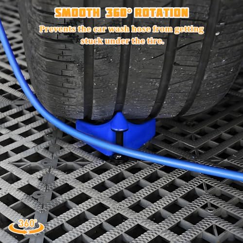 4PCS Car Hose Guide, Vehicle Detailing Cleaning Tools Hose Guides Preventing Wash Stuck Under The Tires, Automotive Wheel Rolling System Tool for Washing, Universal Fit (Blue) - color: Blue