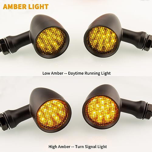 TSUNG Bullet LED Turn Signal Light Motorcycle Front Rear Indicator Small Blinker Universal for Cruiser Chopper Bobber Cafe Racer Street Bike (A-Black-Amber) - color: A-Black-Amber