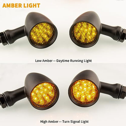TSUNG Bullet LED Turn Signal Light Motorcycle Front Rear Indicator Small Blinker Universal for Cruiser Chopper Bobber Cafe Racer Street Bike (A-Black-Amber) - color: A-Black-Amber