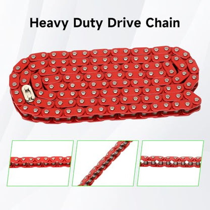 T8F Drive Chain 134 Link Chain Breaker Compatible with 2 Stroke Engine SYX Moto 50cc Dirt Bike Mototec SSR X-pro Coolster 47cc 49cc Pocket Rocket Pit Bike ATV Quad 4 Wheeler Go Kart Parts (Red) - color: Red
