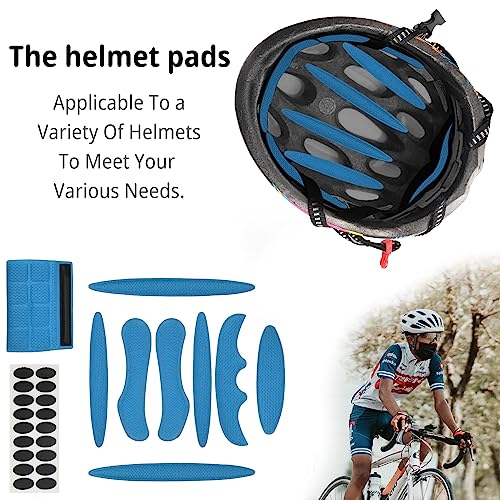 2 Set Cycle Helmet Pads, Helmet Padding Kit, Universal Foam Pads for Motorcycle Bike Cycling Helmet (Blue) - color: Blue