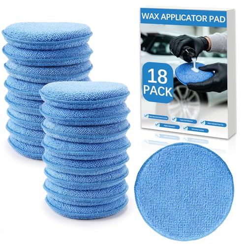 18 Pack Car Wax Applicator Pad 5 Inch, Foam Microfiber Applicator Pad for Car Buffing, Detail Polishing, Tire Shine Applicator, Cleaning and Fine Polishing